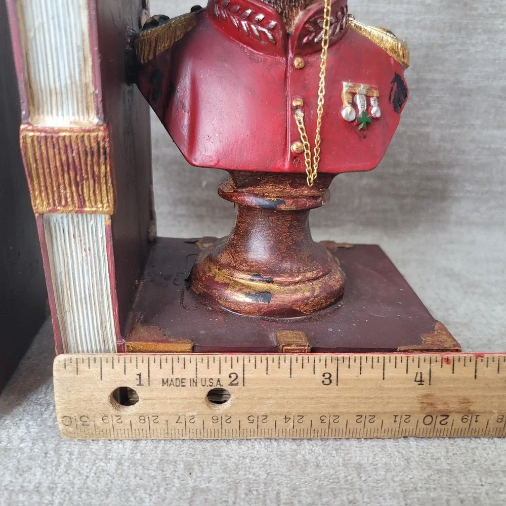 Noble Bookend Set of 2 Stag Deer Busts in Uniform with Monocle Glass Whimsy